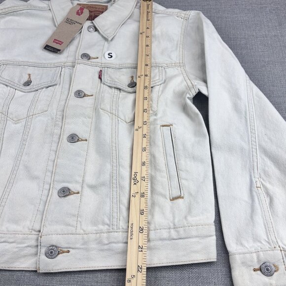 Levis Womens Ex-Boyfriend Trucker Jacket With Floral Back Embroidery Small, Whit - Picture 8 of 15